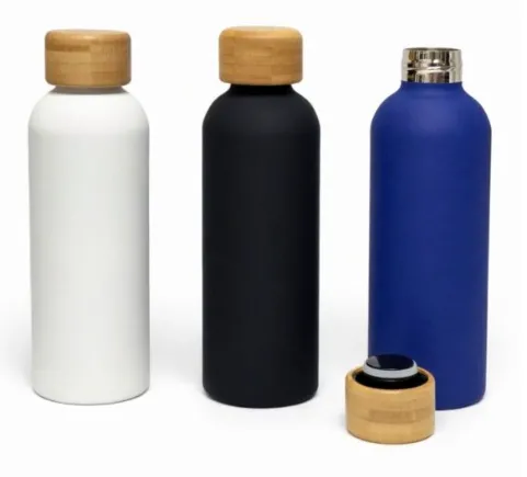 GARRAFA TERMICA PAREDE DUPLA 500MLS MADEIRA INOX
